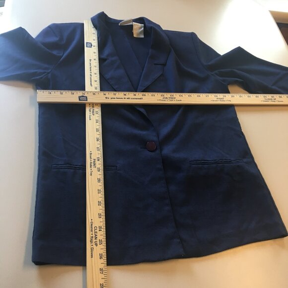 Vintage Bobbie Brooks Blazer Size 10P Navy Academia 80s 90s Linen Blend - Picture 5 of 11